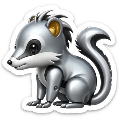 robo skunk with bacteria android emoji sticker
