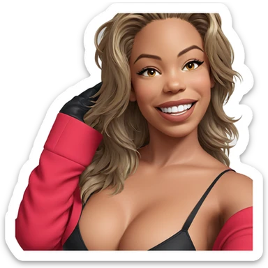 smiling girl in black bra sticker