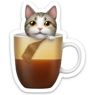 Cat with tea bag sticker