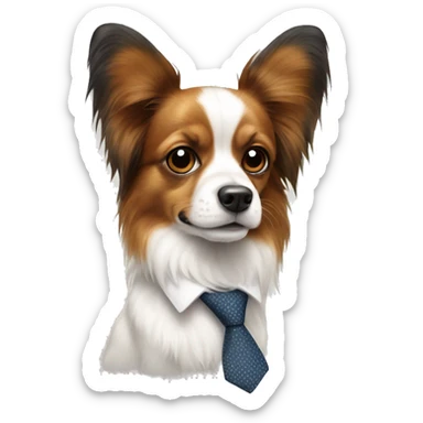 cute papillon dog with a tie  sticker