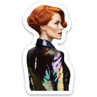 Audrey fleurot hair on the back multicolored sequined suit sticker