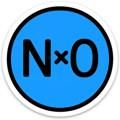 NxO text in the middle of a prominent blue circle, minimalistic icon sticker