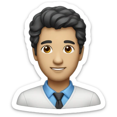 Architecte with black hair brown eyes with bleu chirt  sticker