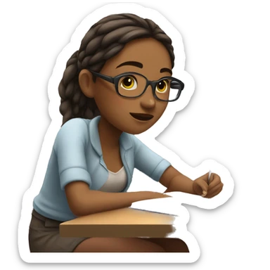 Girl studying in cafe sticker