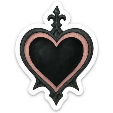 gothic heart, black and pink, ghibli style sticker