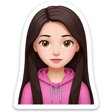 Azzyland with dark brown long hair, pink outfit sticker