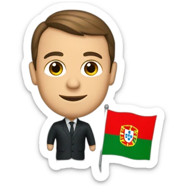 Macron with a flag of portugal sticker