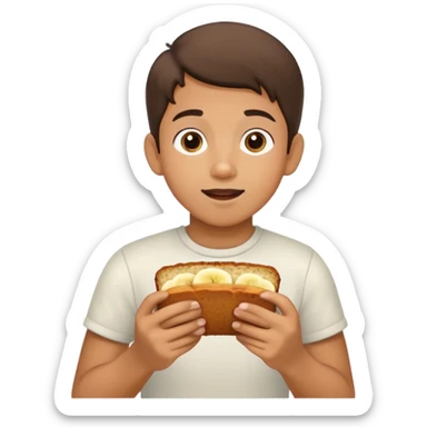 hispanic boy eating banana bread  sticker