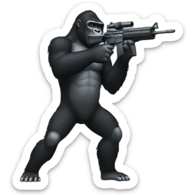Gorilla shooting m16 sticker