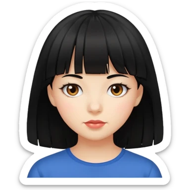 Girl with black hair and bangs sticker