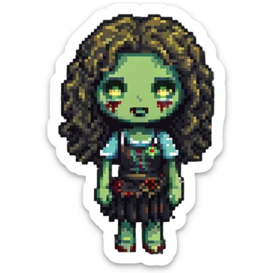 zombie girl with curly hair sticker