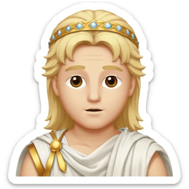Apollo, God of Light from Gods and Goddesses with long golden blonde hair, white outfit sticker