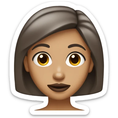 tan girl with straight hair and plum lips and big eyes sticker