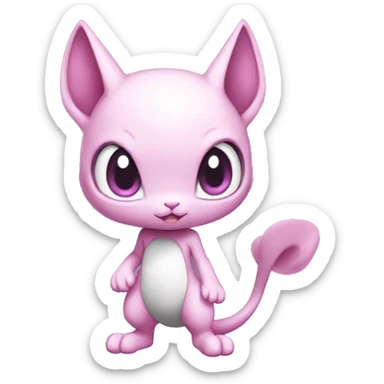 Pink Chibi Anthro Mewtwo-Pokémon full body sticker