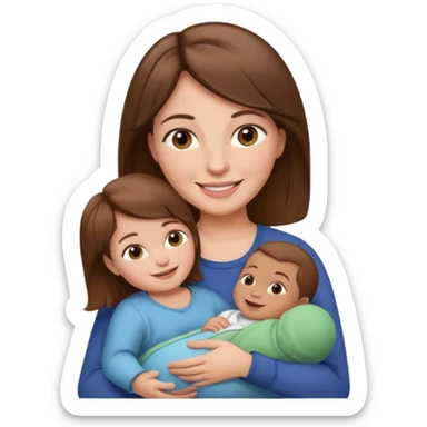 Mother holding 1 infant brown hair fair skin sticker