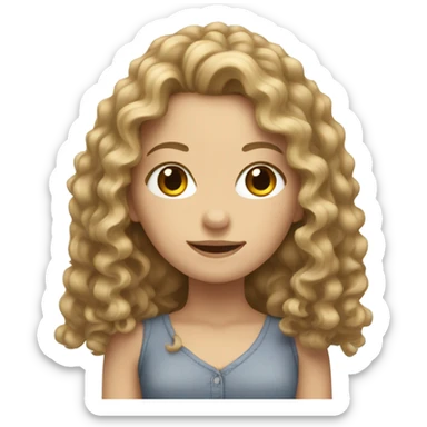 a white girl with long curly hair  sticker