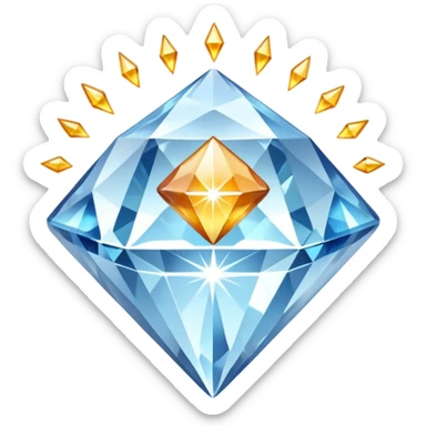 "Brilliant diamond crystal with electric energy crackling around it, spiritual power gem, no people, clean emoji style" sticker