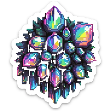 rainbow crystal cluster with multiple points and iridescent shine sticker