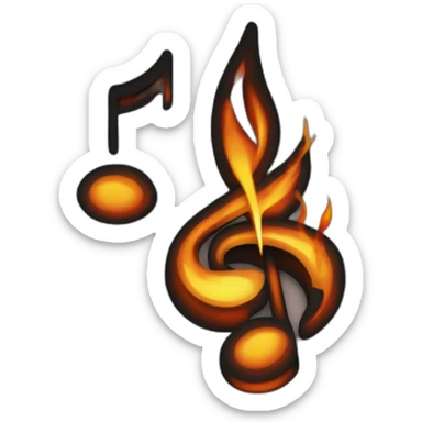 fire, fire behind music-note/treble/clef emoji sticker