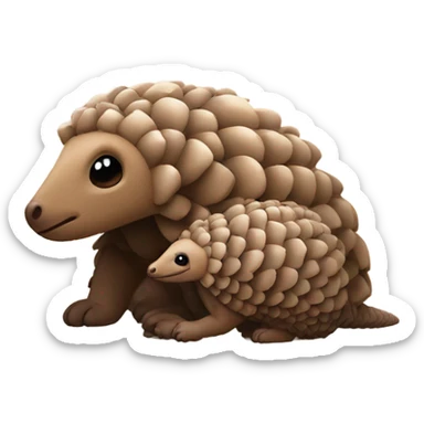 Pangolin with a baby pangolin  sticker