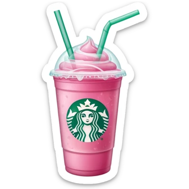 pink Starbucks drink with ice and straw sticker