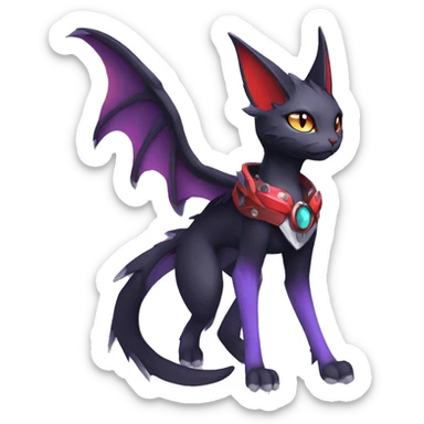 Kawaii cool edgy beautiful black red purple ethereal fantasy nargacuga-noivern-cat-Fakemon collar harness full body sticker