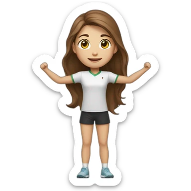 Full body caucasian girl with long Brown hair doing Cristiano ronaldo celebration sticker