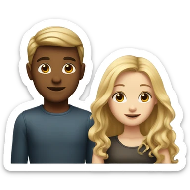 A boy with blonde hair, and a girl with long brown hair sticker