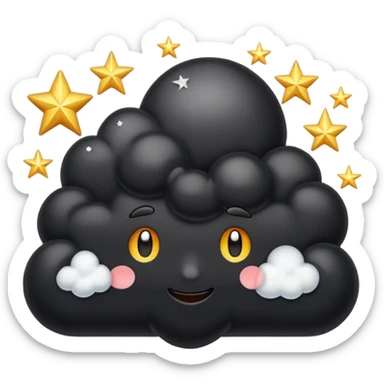 Shiny black cloud with stars sticker