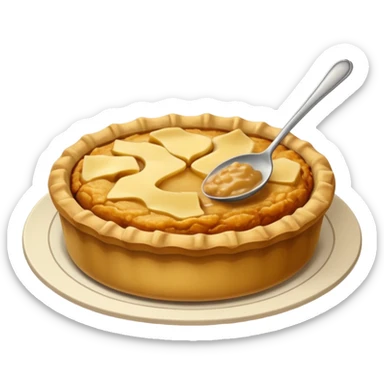 a deep dish plate with a yellowish food in it,  in a bit of small small lumps and very dry, small mountain. with a bit of applesauce on top on the side and a spoon sticking out sticker