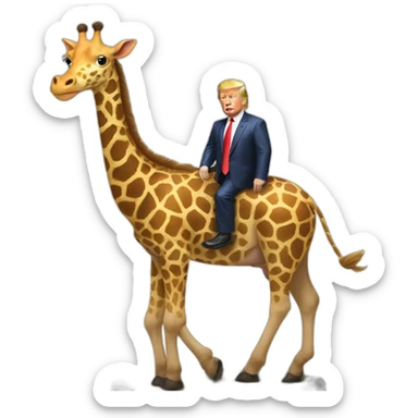 Putin and Trump riding a huge giraffe pig sticker