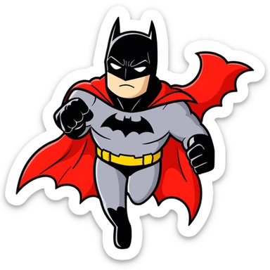 Batman wearing a red suit sticker