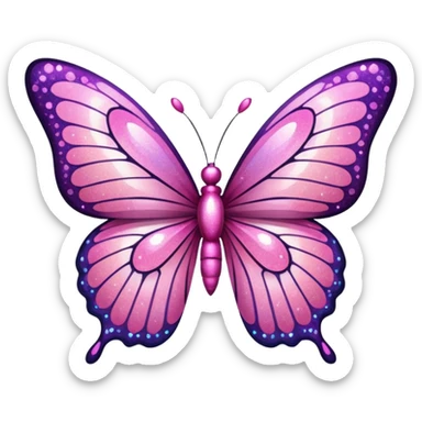 Pink sparkly glitter butterfly sticker