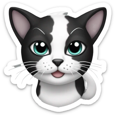 Mermaid cat that’s black and white tuxie sticker