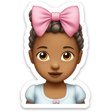 Baby girl with pink bow sticker