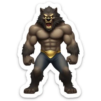 Muscular Wolfman with gold fangs sticker
