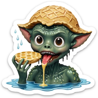 Deomgorgon from Stranger things eating eggos sticker