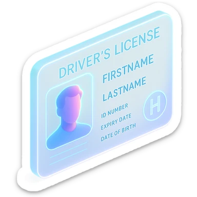 A futuristic driver's license with a sleek, modern design and holographic elements. sticker