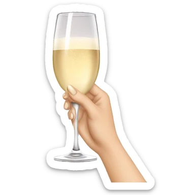 white woman hand with beige nails holding champagne glass sticker