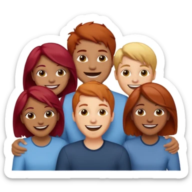 4 inclusive friends (3 girls and 1 man) laughing : 1 man must be brown, 1 girl have to have red hair, an other one must have blond hair and the last one is brown and have brown hair sticker