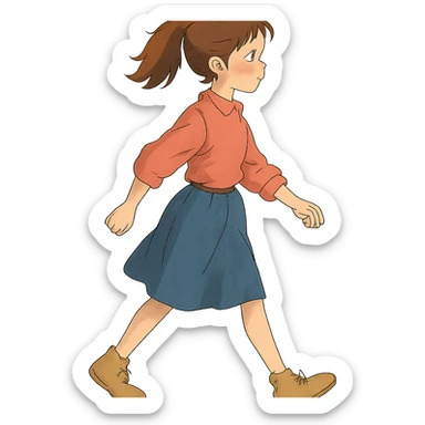 ghibli style person walking sticker