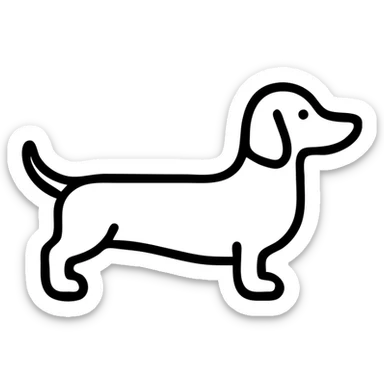 simple lineal drawing of a whole brown dachshund dog, icon format for text posts, no background sticker