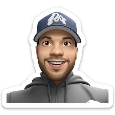 smiling boy in baseball cap sticker