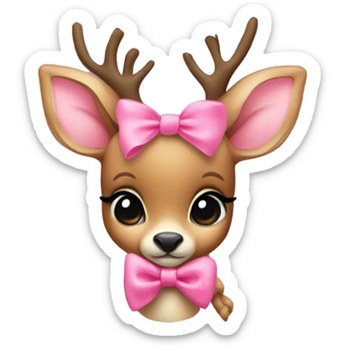 Baby deer with pink bow sticker