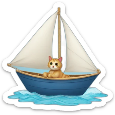 cat-sailing a boat sticker