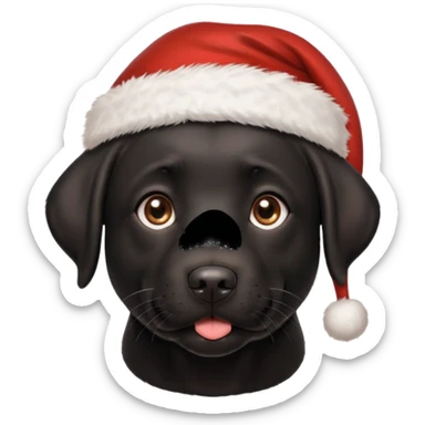 A cute, all-black Labrador Retriever, about 2 years old, wearing a Santa hat. (I need English) sticker