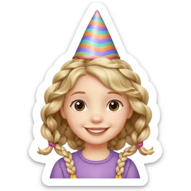 a little girl with wavy braided hair with birthday hat















 sticker