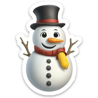 a cute snowman with a corncob pipe sticker