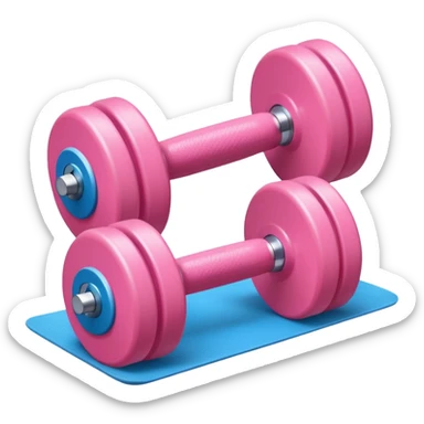A cute pink dumbell with yoga mat sticker