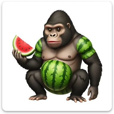 a gorrila with a watermelon body sticker